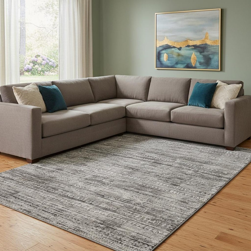 HomeRoots 9' X 12' Taupe Brown And Ivory Striped Area Rug – Durable, Washable, UV Resistant for Busy Homes 709761