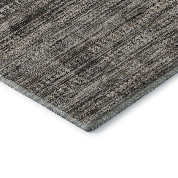 HomeRoots 10' X 14' Taupe Brown & Ivory Striped Washable Area Rug - UV Protection, Stain-Resistant, Durable Design 709762