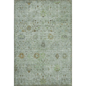 HomeRoots 5' X 8' Artichoke Green Oriental Rug - Durable, Washable, UV Protected, Perfect for High-Traffic Areas 709764