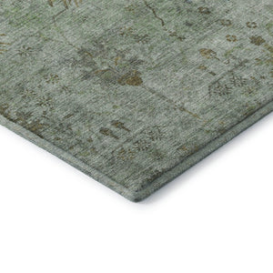 HomeRoots 5' X 8' Artichoke Green Oriental Rug - Durable, Washable, UV Protected, Perfect for High-Traffic Areas 709764