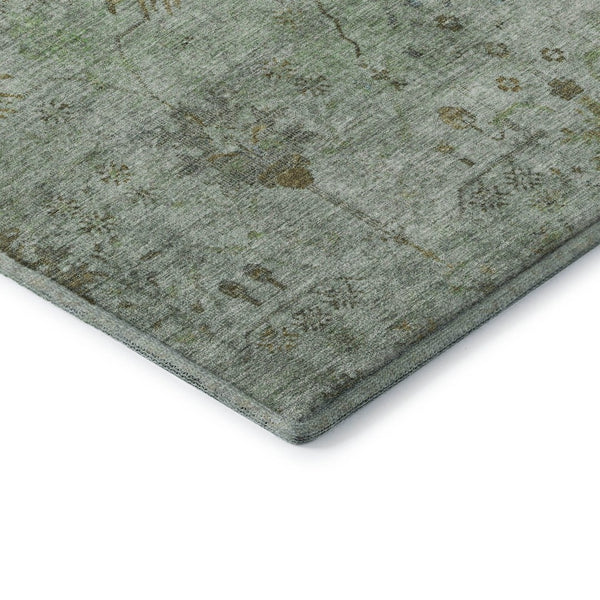 HomeRoots 5' X 8' Artichoke Green Oriental Rug - Durable, Washable, UV Protected, Perfect for High-Traffic Areas 709764