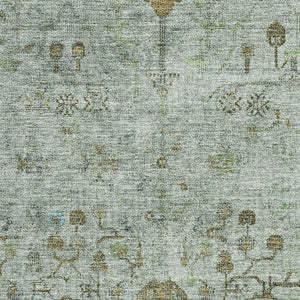 HomeRoots 5' X 8' Artichoke Green Oriental Rug - Durable, Washable, UV Protected, Perfect for High-Traffic Areas 709764
