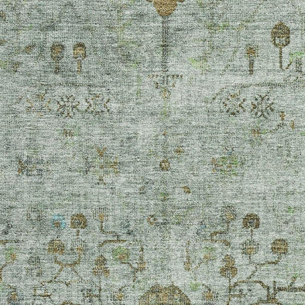 HomeRoots 5' X 8' Artichoke Green Oriental Rug - Durable, Washable, UV Protected, Perfect for High-Traffic Areas 709764