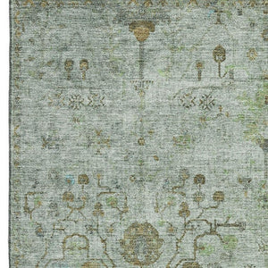 HomeRoots 5' X 8' Artichoke Green Oriental Rug - Durable, Washable, UV Protected, Perfect for High-Traffic Areas 709764