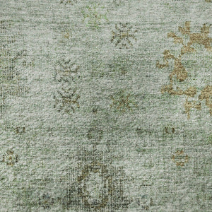 HomeRoots 8' X 10' Artichoke Green Copper Gray Oriental Washable Area Rug with UV Protection & Durability 709766