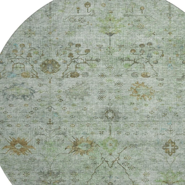 HomeRoots 8' X 10' Artichoke Green Copper Gray Oriental Washable Area Rug with UV Protection & Durability 709766