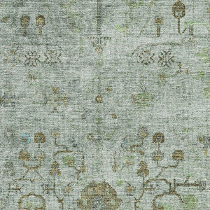 HomeRoots 10' X 14' Artichoke Green Copper Gray Oriental Area Rug - Durable, Washable & UV Protected Style 709768
