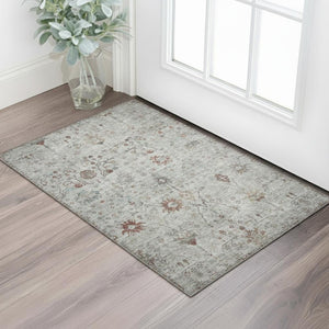 HomeRoots 5' X 8' Gray Copper & Silver Oriental Area Rug - Machine Washable, UV Protected & Stain Resistant! 709770