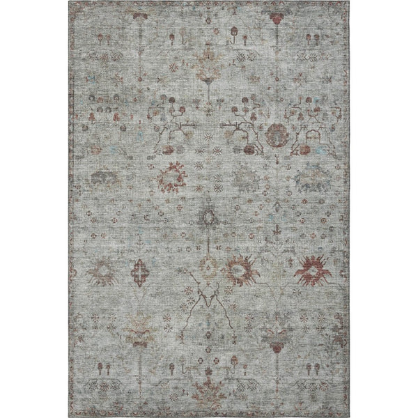 HomeRoots 5' X 8' Gray Copper & Silver Oriental Area Rug - Machine Washable, UV Protected & Stain Resistant! 709770