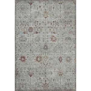 HomeRoots 8' Gray Copper Silver Oriental Washable Round Rug - UV Protected, Stain Resistant & Easy Care 709771