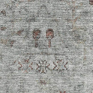 HomeRoots 8' Gray Copper Silver Oriental Washable Round Rug - UV Protected, Stain Resistant & Easy Care 709771