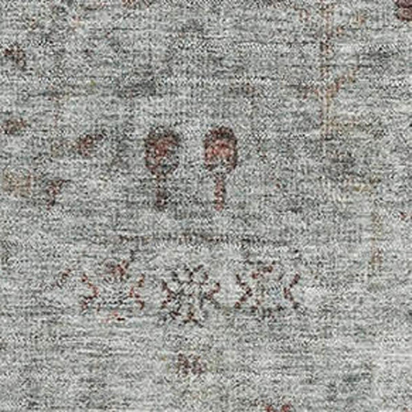 HomeRoots 8' Gray Copper Silver Oriental Washable Round Rug - UV Protected, Stain Resistant & Easy Care 709771