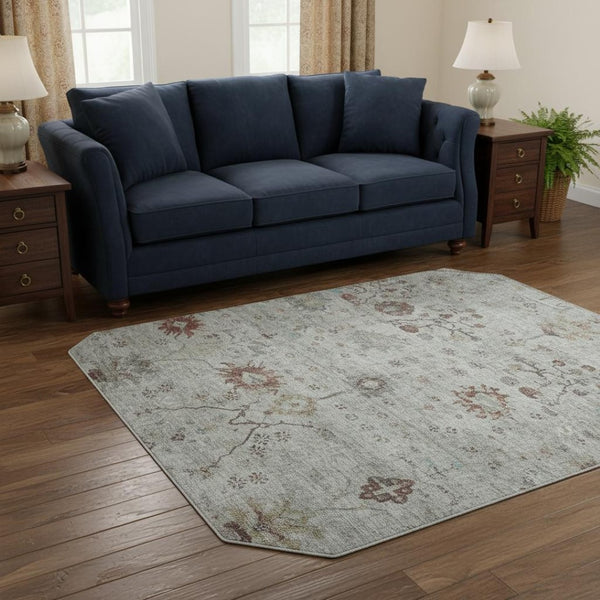 HomeRoots 8' X 10' Gray Copper Silver Washable Area Rug – UV Protected, Durable, Stain-Resistant for Home Use 709772