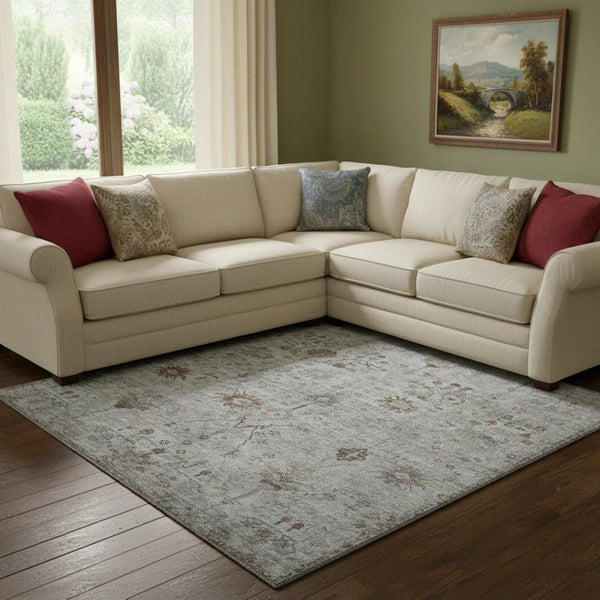 HomeRoots 9' X 12' Gray Copper & Silver Oriental Washable Area Rug - Durable, UV-Protected & Stylish Design 709773