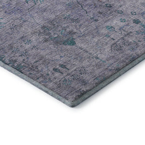 HomeRoots 8' Elegant Lavender and Teal Round Rug - Washable, UV-Protected, Non-Slip for Stylish Durability 709777