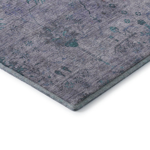 HomeRoots 8' Elegant Lavender and Teal Round Rug - Washable, UV-Protected, Non-Slip for Stylish Durability 709777