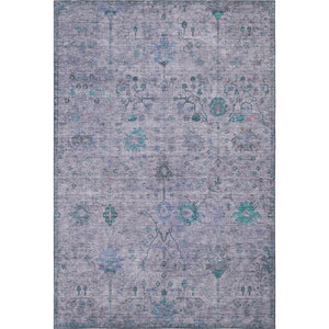 HomeRoots 8' Elegant Lavender and Teal Round Rug - Washable, UV-Protected, Non-Slip for Stylish Durability 709777