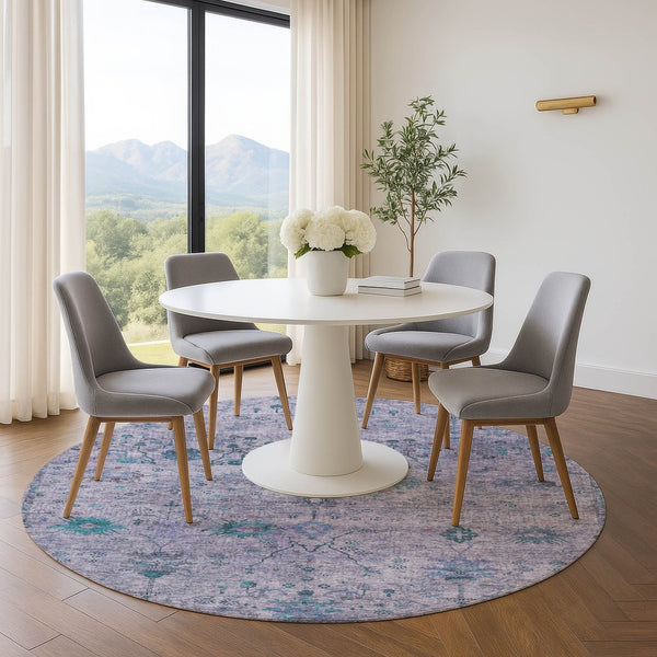HomeRoots 8' X 10' Luxurious Lavender and Teal Oriental Area Rug - Washable, Durable, UV Protected for Homes 709778