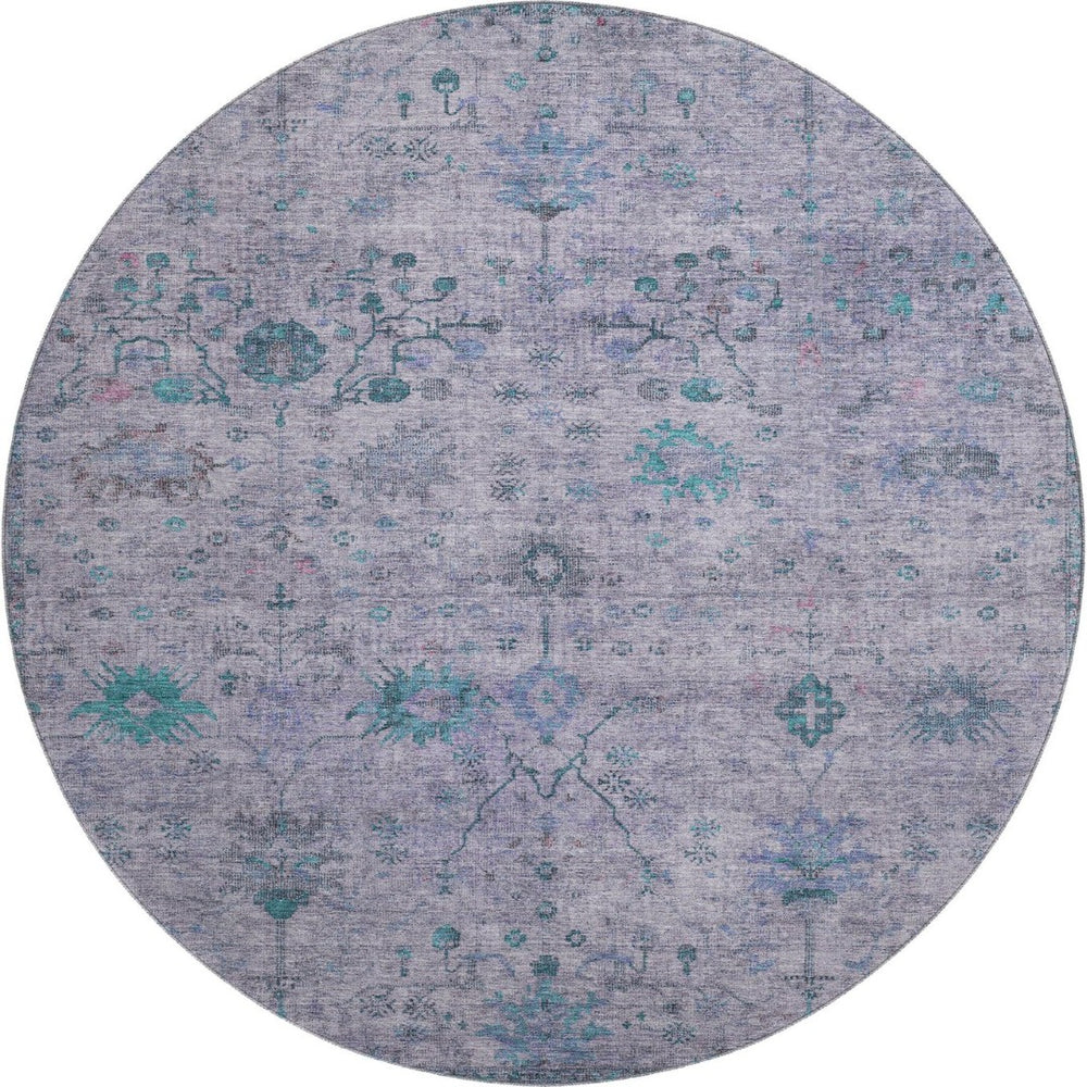 HomeRoots 8' X 10' Luxurious Lavender and Teal Oriental Area Rug - Washable, Durable, UV Protected for Homes 709778