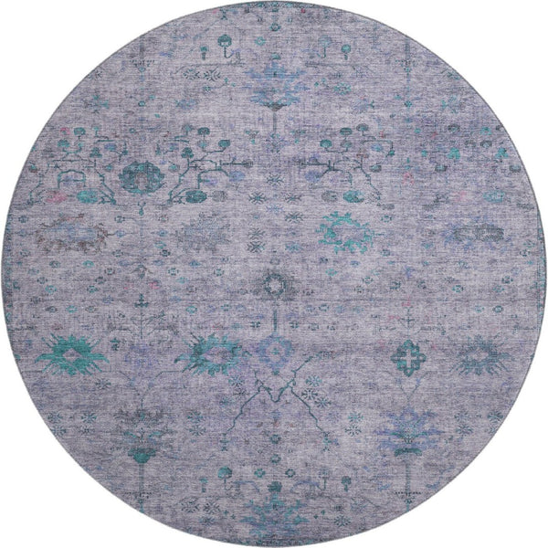 HomeRoots 8' X 10' Luxurious Lavender and Teal Oriental Area Rug - Washable, Durable, UV Protected for Homes 709778