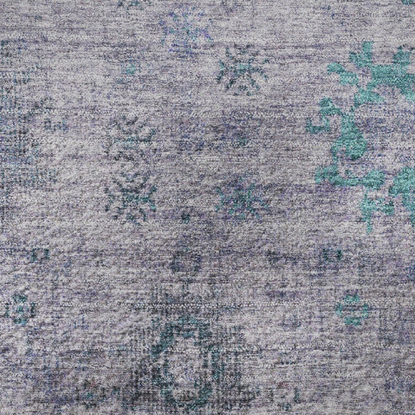 HomeRoots 8' X 10' Luxurious Lavender and Teal Oriental Area Rug - Washable, Durable, UV Protected for Homes 709778