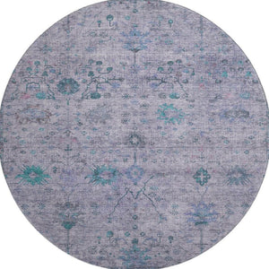 HomeRoots 8' X 10' Luxurious Lavender and Teal Oriental Area Rug - Washable, Durable, UV Protected for Homes 709778