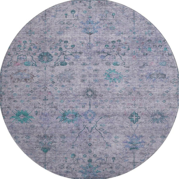 HomeRoots 8' X 10' Luxurious Lavender and Teal Oriental Area Rug - Washable, Durable, UV Protected for Homes 709778