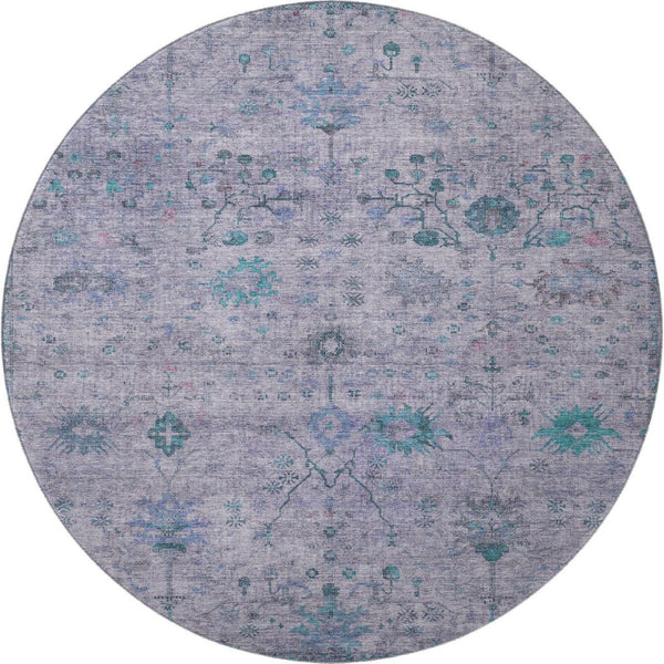 HomeRoots 8' X 10' Luxurious Lavender and Teal Oriental Area Rug - Washable, Durable, UV Protected for Homes 709778