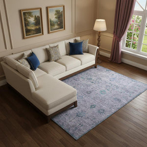 HomeRoots 10' X 14' Luxurious Lavender and Teal Oriental Area Rug - Stain Resistant, UV Protected & Washable! 709780