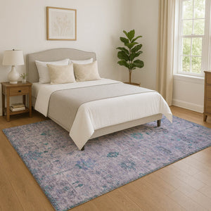 HomeRoots 10' X 14' Luxurious Lavender and Teal Oriental Area Rug - Stain Resistant, UV Protected & Washable! 709780