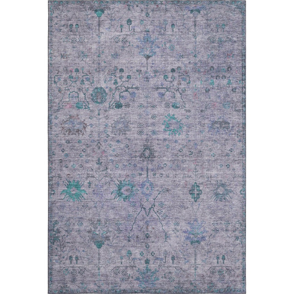 HomeRoots 10' X 14' Luxurious Lavender and Teal Oriental Area Rug - Stain Resistant, UV Protected & Washable! 709780
