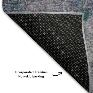 HomeRoots 10' X 14' Luxurious Lavender and Teal Oriental Area Rug - Stain Resistant, UV Protected & Washable! 709780