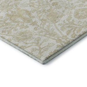 HomeRoots 8' Elegant Ivory and Beige Floral Washable Round Rug - Stain Resistant, UV Protected, Non-Slip Design 709783