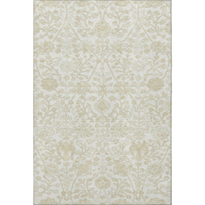 HomeRoots 8' Elegant Ivory and Beige Floral Washable Round Rug - Stain Resistant, UV Protected, Non-Slip Design 709783