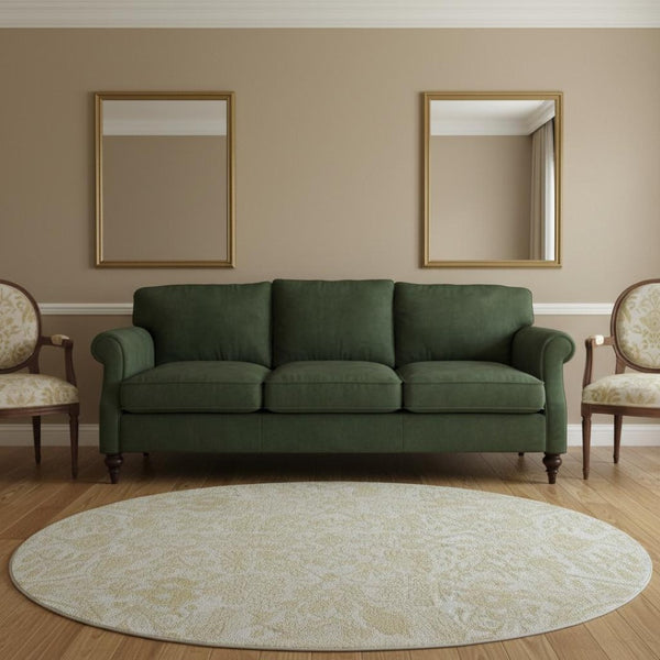 HomeRoots 8' X 10' Ivory Floral Area Rug - Washable, Stain-Resistant, UV Protected for Durable Everyday Use 709784