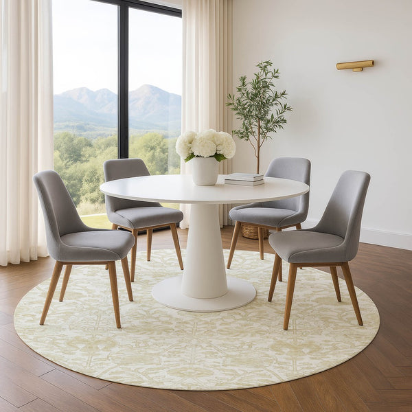 HomeRoots 8' X 10' Ivory Floral Area Rug - Washable, Stain-Resistant, UV Protected for Durable Everyday Use 709784