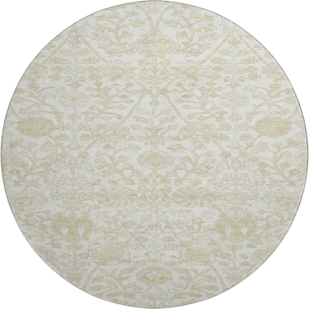 HomeRoots 8' X 10' Ivory Floral Area Rug - Washable, Stain-Resistant, UV Protected for Durable Everyday Use 709784