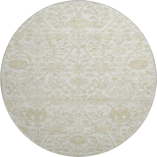 HomeRoots 8' X 10' Ivory Floral Area Rug - Washable, Stain-Resistant, UV Protected for Durable Everyday Use 709784