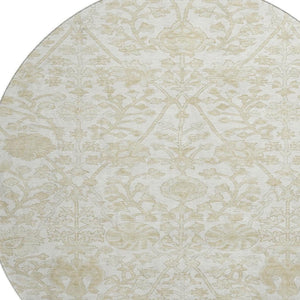 HomeRoots 8' X 10' Ivory Floral Area Rug - Washable, Stain-Resistant, UV Protected for Durable Everyday Use 709784