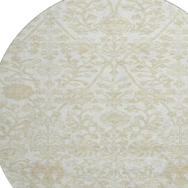 HomeRoots 8' X 10' Ivory Floral Area Rug - Washable, Stain-Resistant, UV Protected for Durable Everyday Use 709784