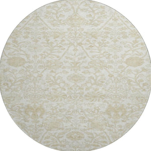 HomeRoots 8' X 10' Ivory Floral Area Rug - Washable, Stain-Resistant, UV Protected for Durable Everyday Use 709784