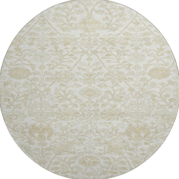 HomeRoots 8' X 10' Ivory Floral Area Rug - Washable, Stain-Resistant, UV Protected for Durable Everyday Use 709784