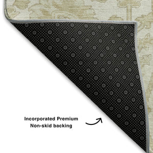 HomeRoots 10' X 14' Elegant Ivory & Beige Floral Washable Area Rug - UV Resistant, Durable, & Stylish Home Decor 709786