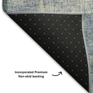 HomeRoots 5' X 8' Stylish Brown Teal Ivory Geometric Area Rug - Washable, UV Protected, Durable & Easy Care 709788