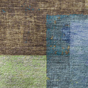 HomeRoots 8' X 10' Stylish Blue Green Beige Geometric Washable Area Rug with UV Protection for Any Space 709796