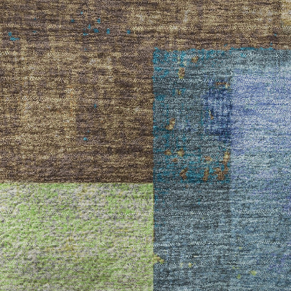 HomeRoots 8' X 10' Stylish Blue Green Beige Geometric Washable Area Rug with UV Protection for Any Space 709796