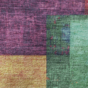 HomeRoots 8' Geometric Washable Area Rug in Gold, Purple & Red - UV Protected for High Traffic Spaces! 709802