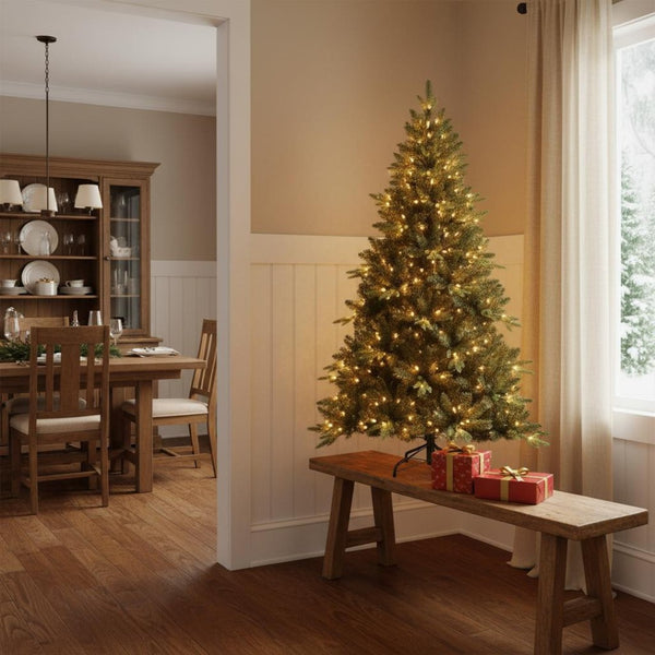 HomeRoots 5' Pre Lit Full Spruce Christmas Tree - Lifelike LED Illuminated Centerpiece for Homes & Offices 709813