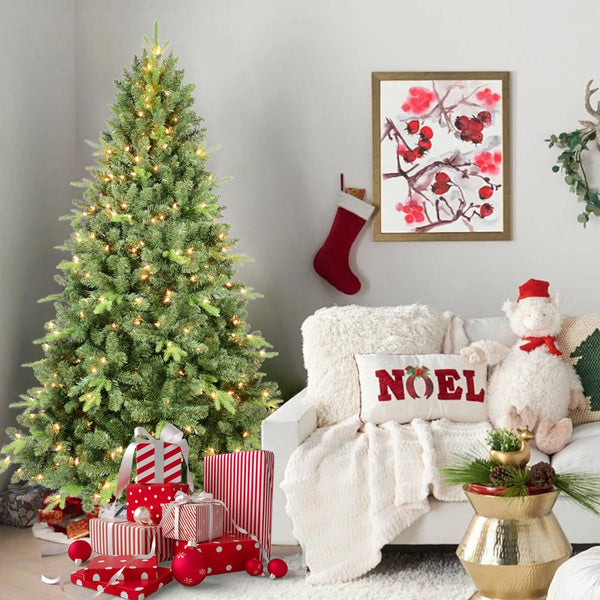 HomeRoots 5' Pre-Lit Full Flocked Spruce Christmas Tree - Cozy Winter Wonderland with Warm White LED Lights 709817