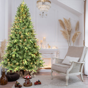 HomeRoots 5' Pre-Lit Full Flocked Spruce Christmas Tree - Cozy Winter Wonderland with Warm White LED Lights 709817